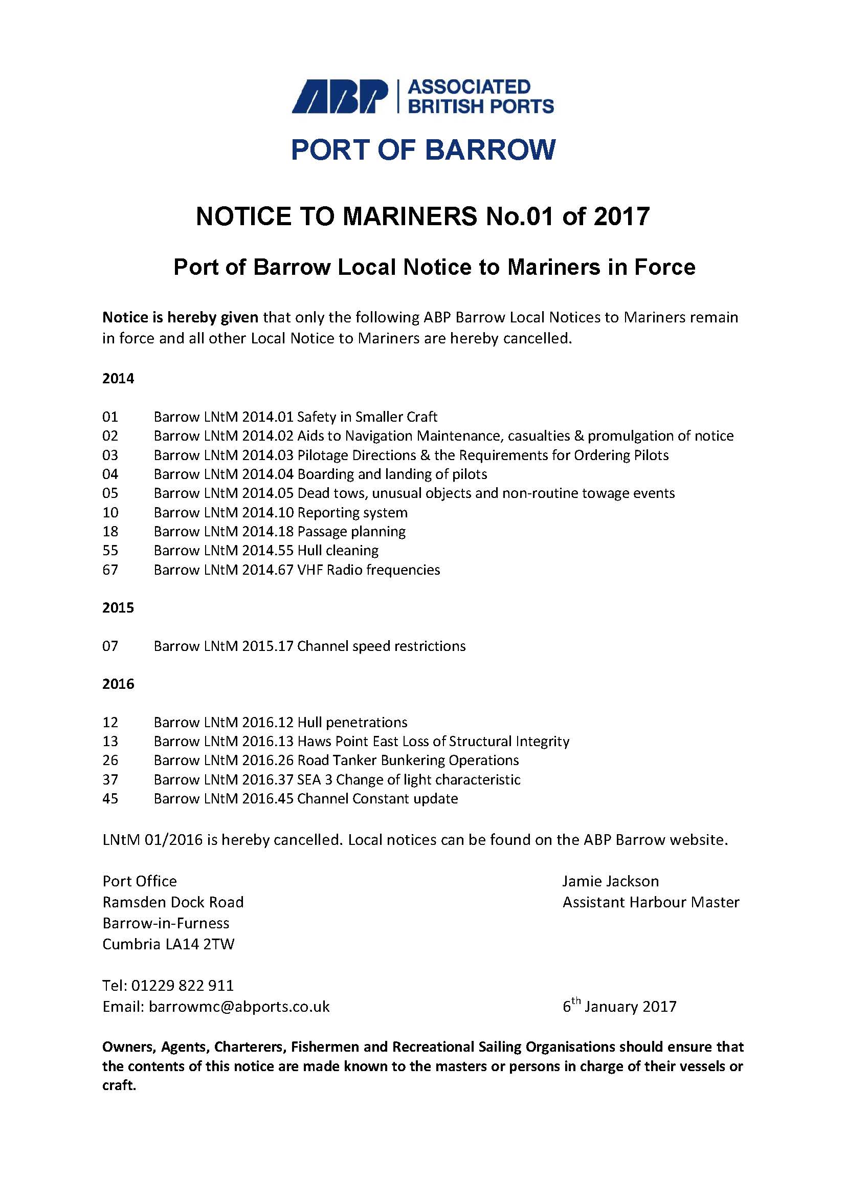 Notice to Mariners 1